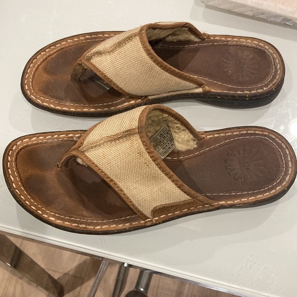 UGG Women's Leather Upper Fur lining Sandal Size 7 - Picture 2 of 7